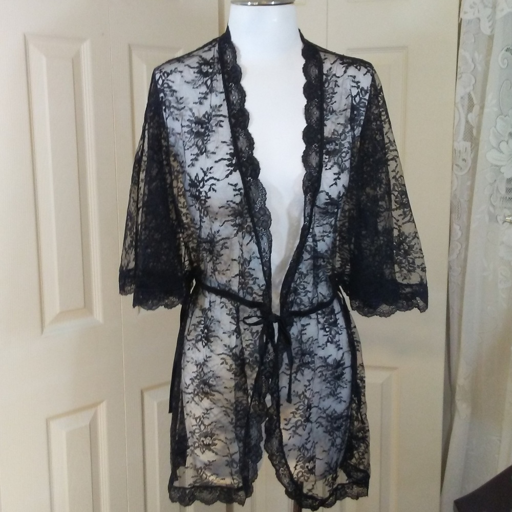 H&M Black Lace Short Robe